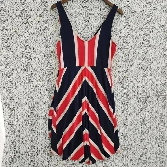 Express Striped Wrap High Low Stretched  Mini Tank Dress L - Picture 2 of 8